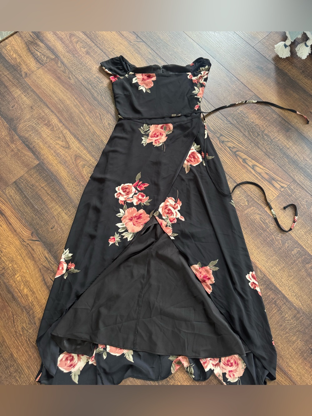 le chateau Black Floral Wrap Dress